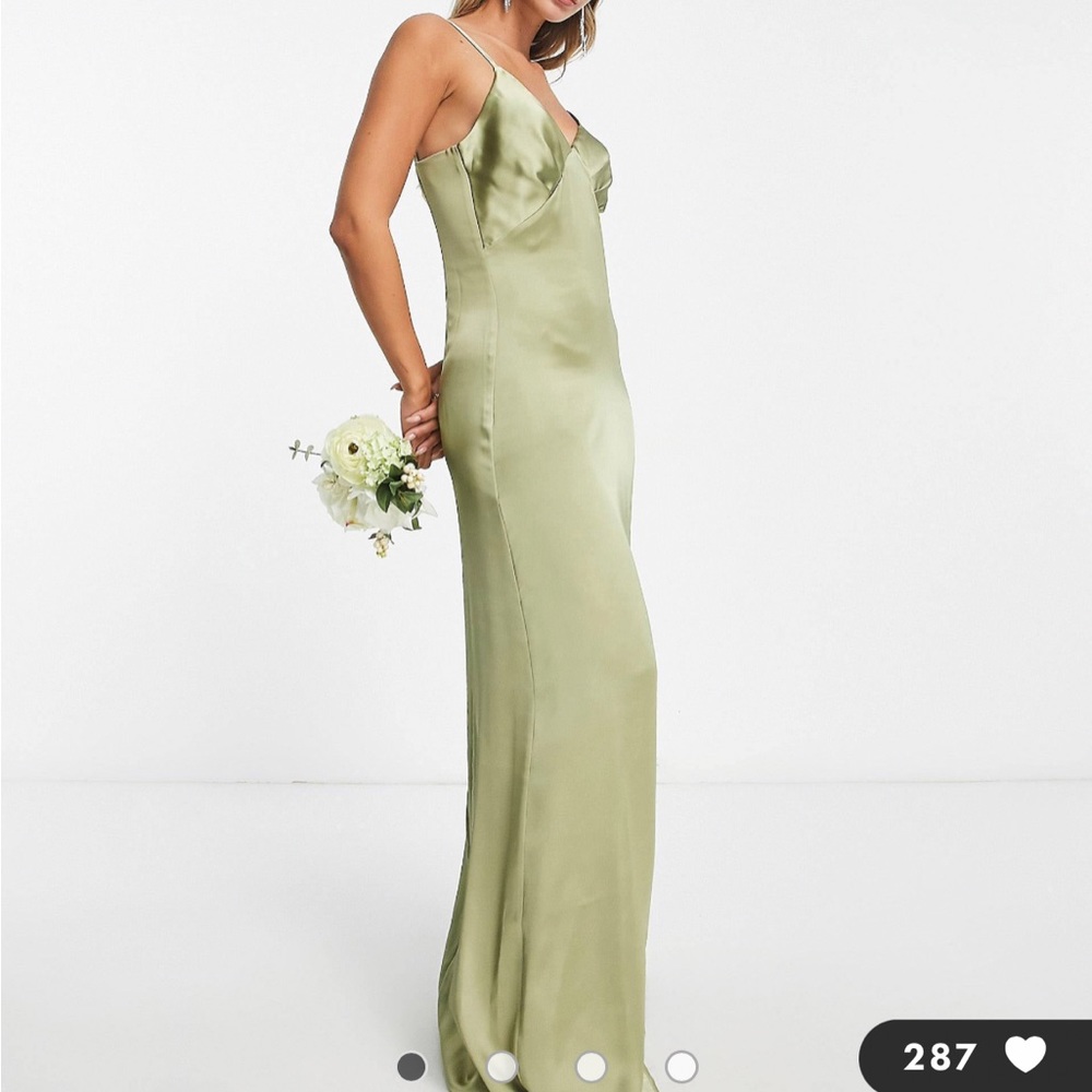 Pretty Lavish Satin Soft Olive Bridesmaid Dress US Size 6